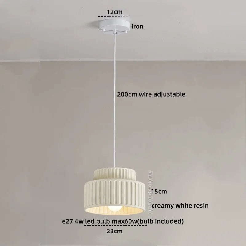 Afralia™ LED Pendant Lamp Nordic Modern Resin Hanging Light Fixtures Cream Color