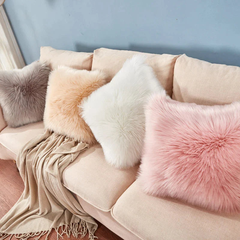 Afralia™ Nordic Faux Fur Cushion Cover 50x50cm - Soft, Cozy Throw Pillowcase for Home Decor