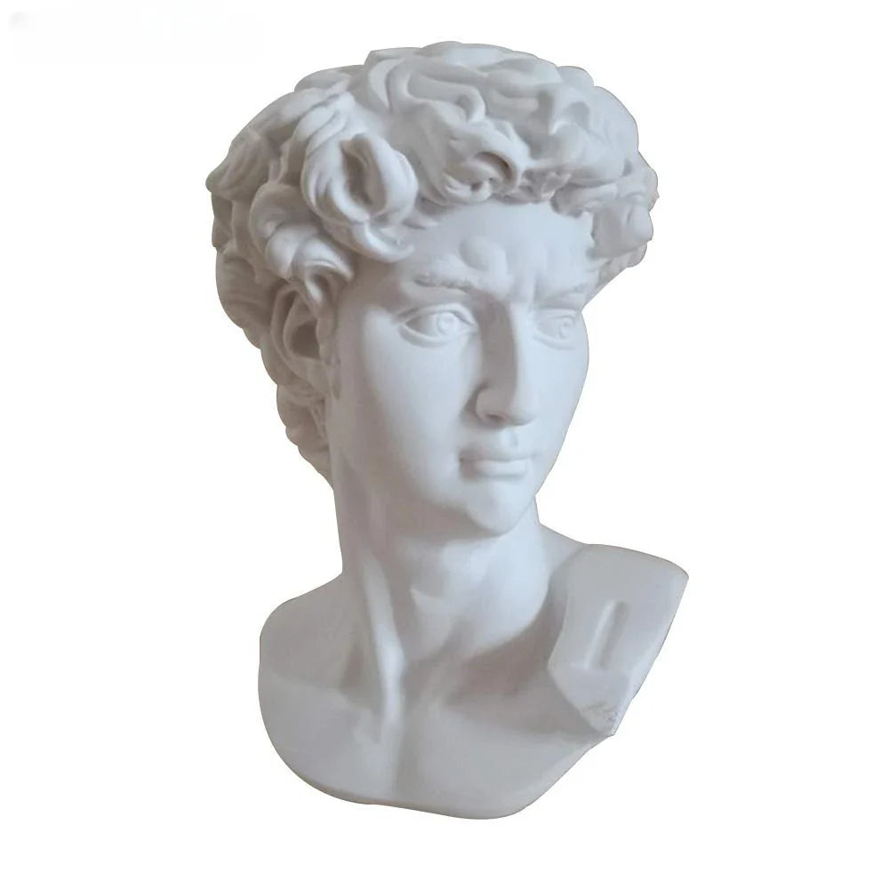 Afralia™ David Statue Head Sculpture Mini Gypsum Resin Art Craft Home Decor
