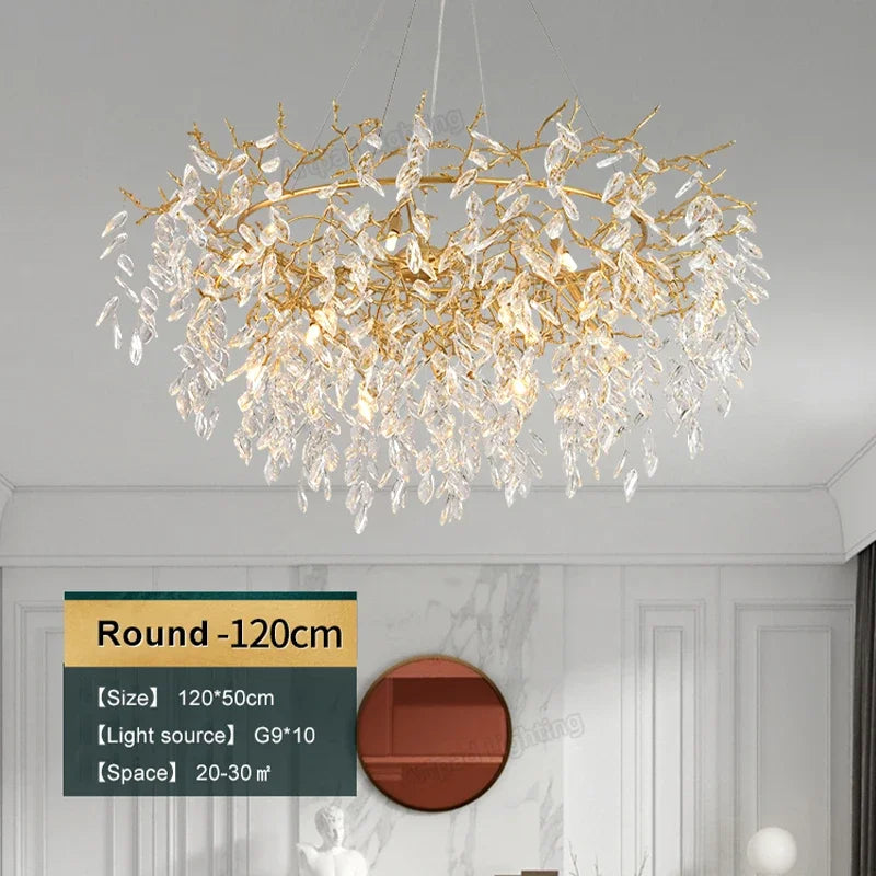 Afralia™ Luxury Crystal Chandeliers Metal Hanging Lamp for Dining Living Room & Hotel Hall