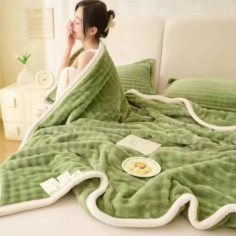 Afralia™ Rabbit Faux Fur Plush Blanket | Double-Sided Winter Sofa Cover & Bed Throw
