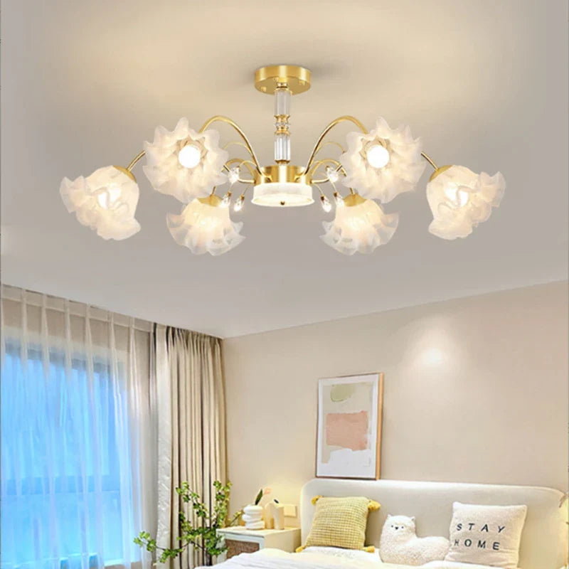 Afralia™ Modern E27 Flower Chandelier for Living Room, Bedroom, and Restaurant
