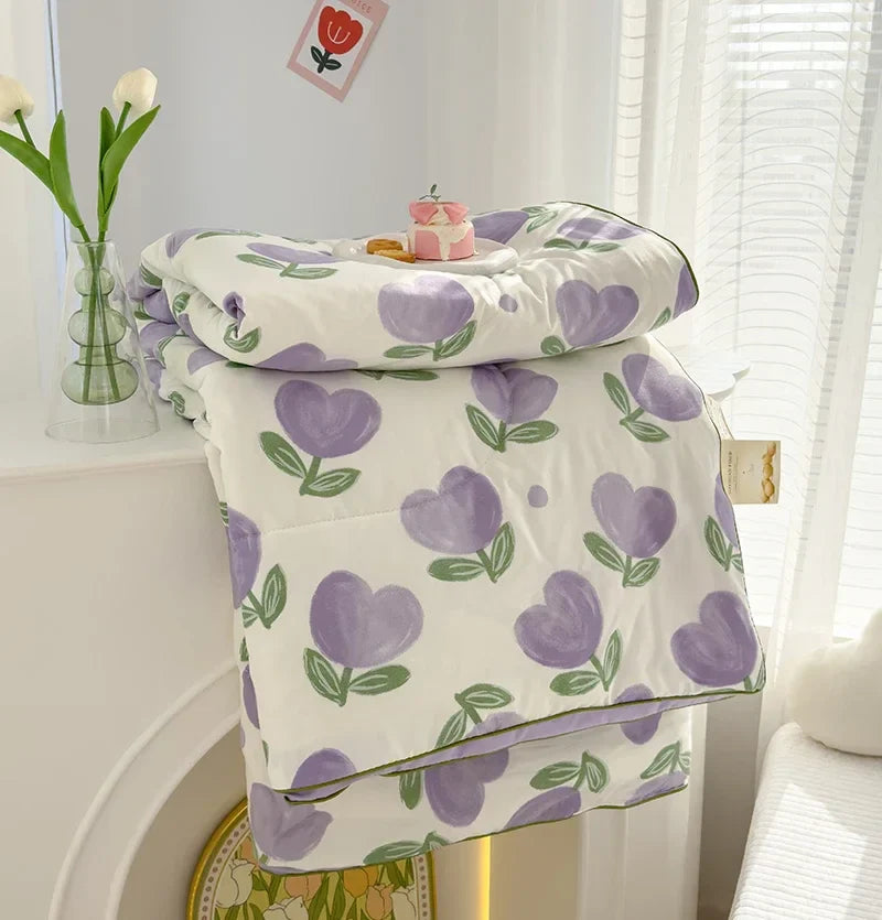 Afralia™ Summer Comforter Queen Size Lightweight Double Gauze Breathable Blanket