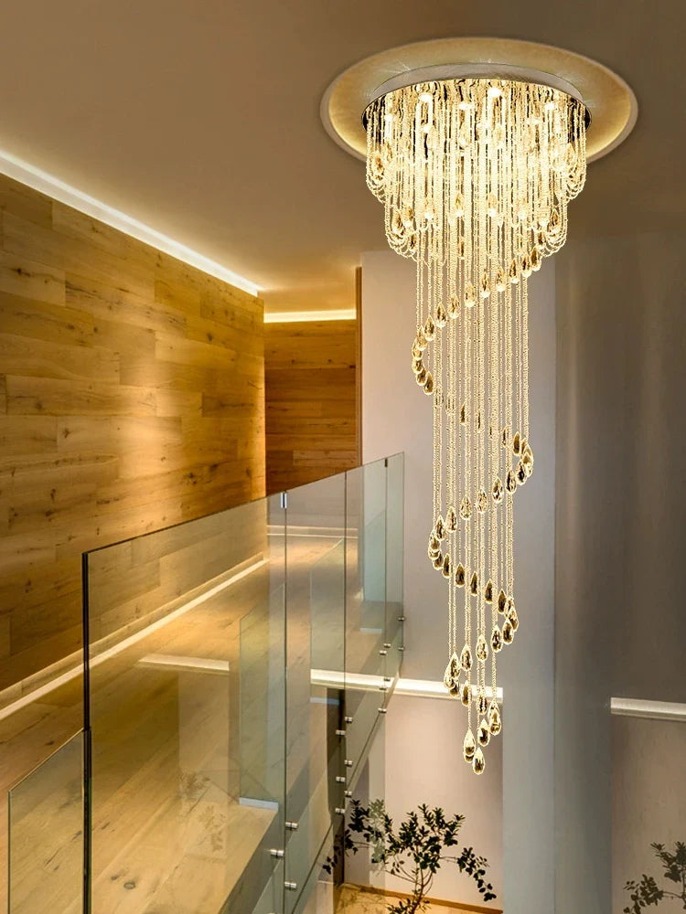 Afralia™ Luxury Crystal Chandelier LED Light Fixture for Living Room