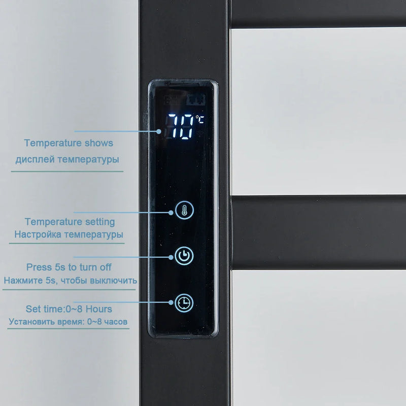 Afralia™ Electric Towel Warmer Rack Digital Display Temperature Time Control Towel Rail