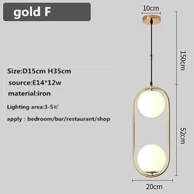 Afralia™ Glass Ball Chandelier Nordic LED Pendant for Restaurant Decor Bedroom Kitchen Dining