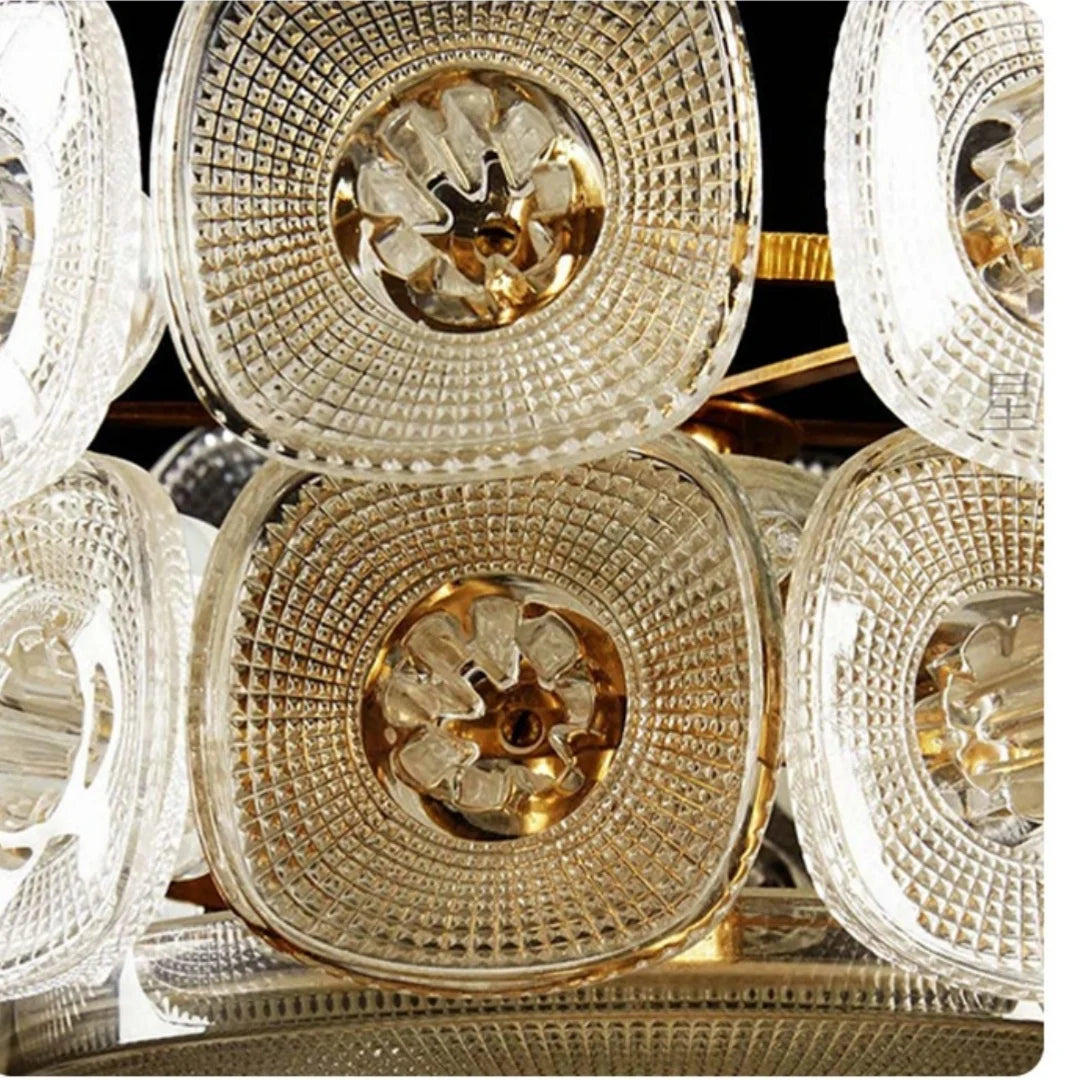 Afralia™ Glass Petal Chandelier: French Green Pendant Lighting for Living Room, Dining Room, Bedroom