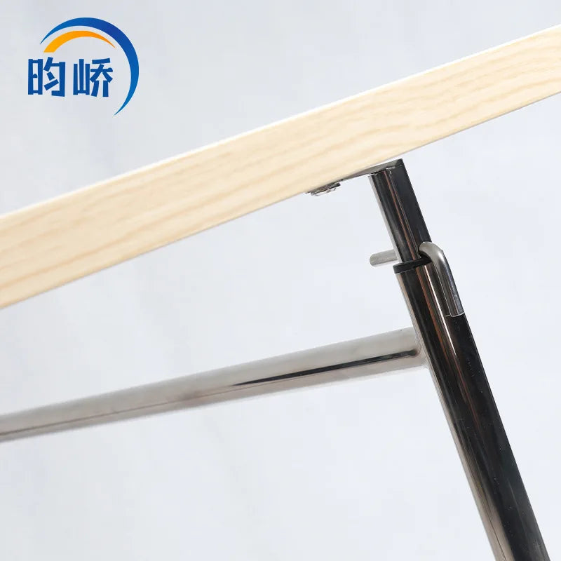 Afralia™ Stainless Steel Leg Rectangular Desk - Solid Wood Office Computer Table