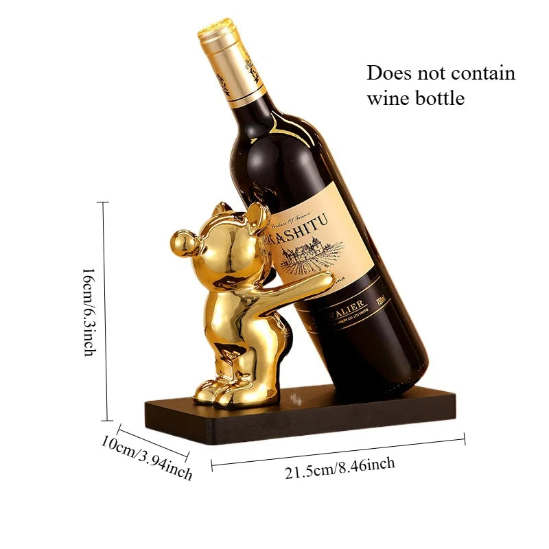 Afralia™ Ceramic Teddy Bear Wine Rack: Luxurious Home Decor for Living Room, Dining Area, or Wine Cabinet