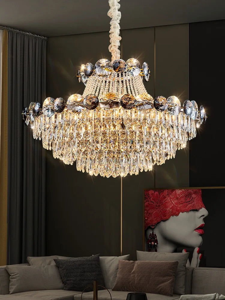 Afralia™ Modern Crystal Chandeliers for Large Luxury Living Room & Staircase Lighting
