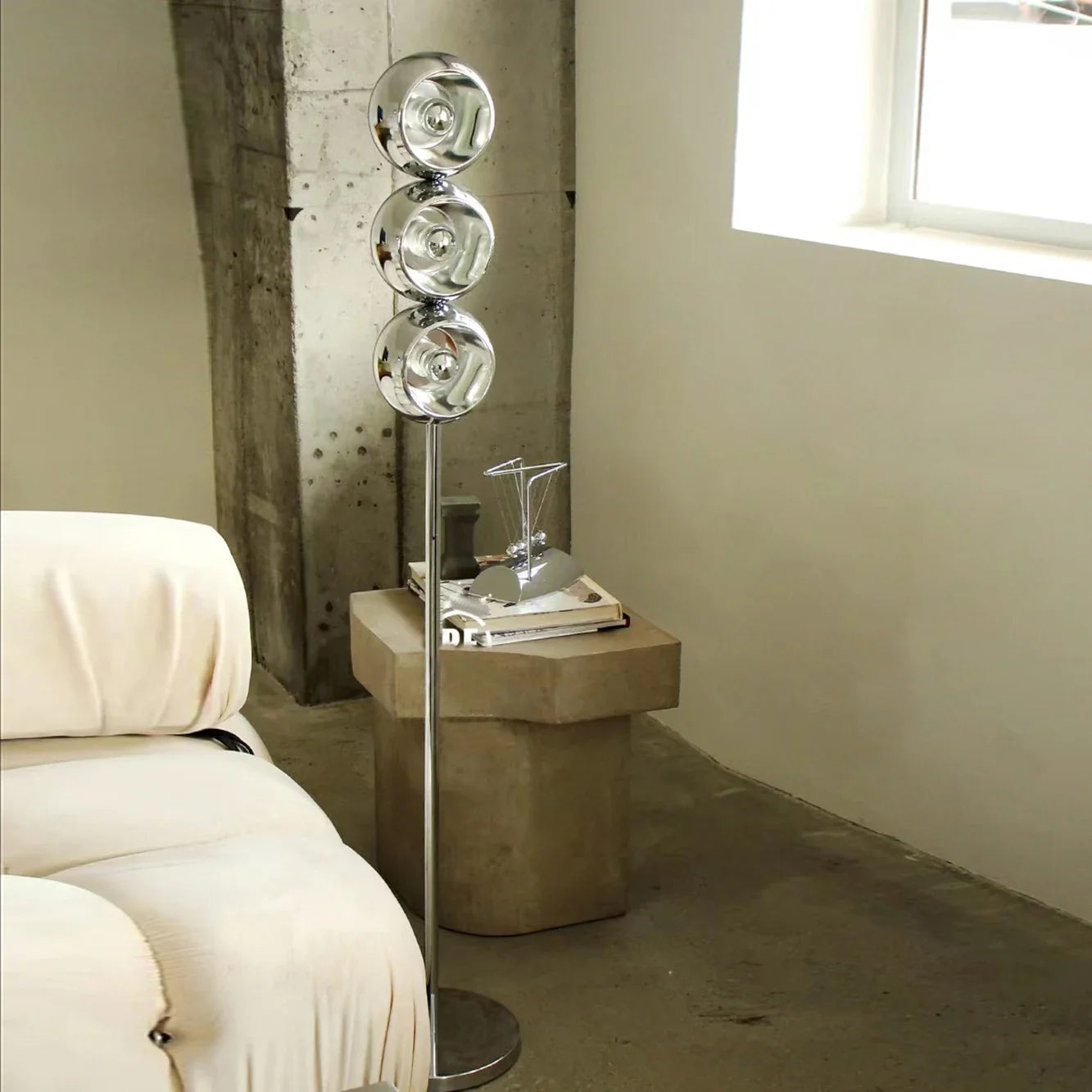 Afralia™ Minimalist Chrome LED Floor Lamp Metal Art Decoration