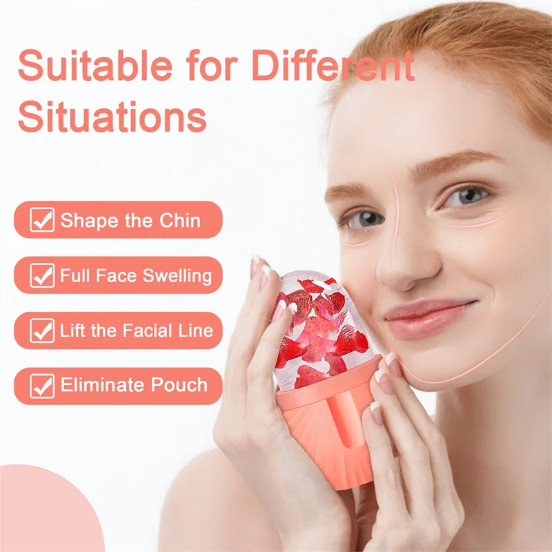 Afralia™ Beauty Ice Cube Tray and Facial Roller Massager Skin Care Tool