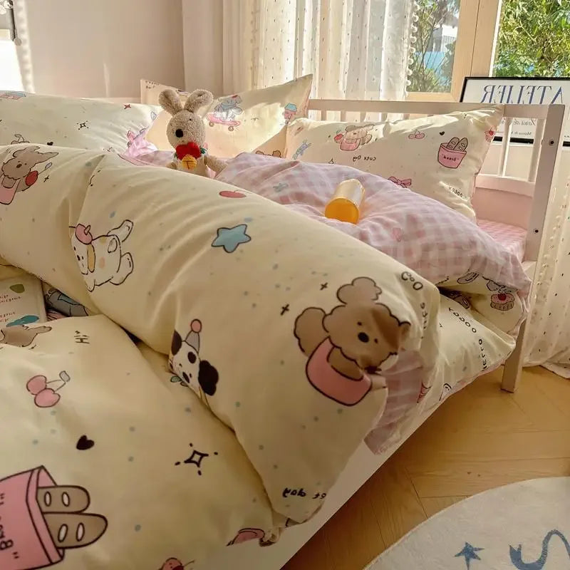 Afralia™ Cartoon Printed Cotton Quilt Cover Set - Soft, Breathable, Colorfast Bedding