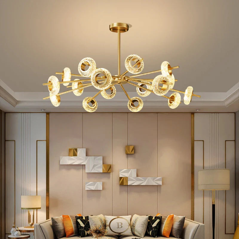 Nordic Golden Crystal Circle LED Chandelier by Afralia™ for Elegant Indoor Decor