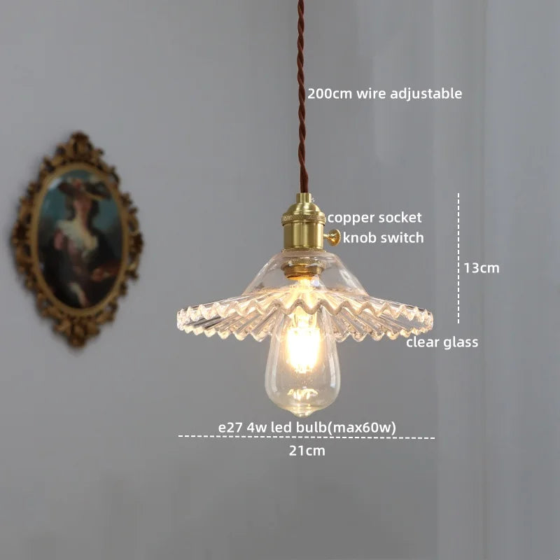 Afralia™ Copper Glass LED Pendant Light for Modern Home Decor