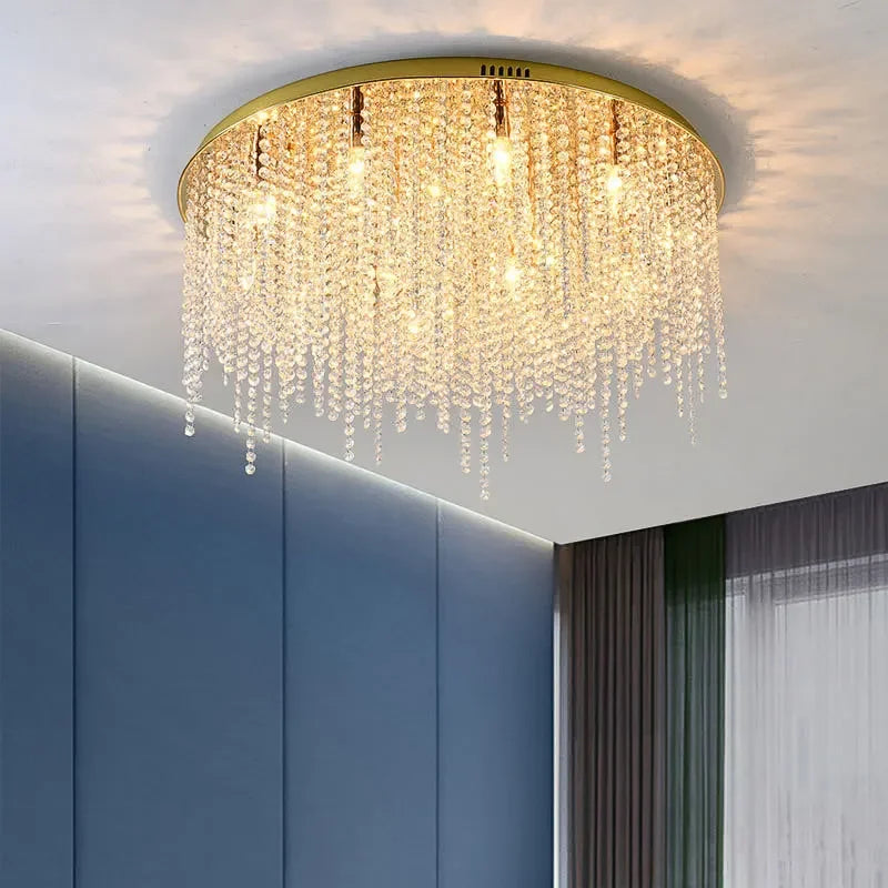 Afralia™ Crystal Chandelier: Luxury Gold Ceiling Light Fixture for Living Room, Bedroom - LED Square Design