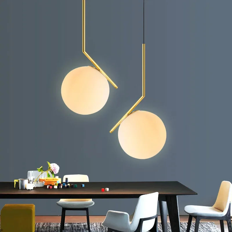 Afralia™ Modern Metal Glass Ball Pendant Lights for Living Room and Kitchen