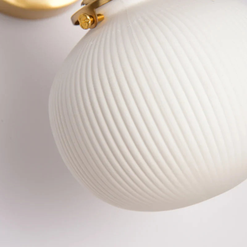 Afralia™ White Ceramic Ball LED Wall Lamp - Japanese Vintage Wall Sconce Lighting