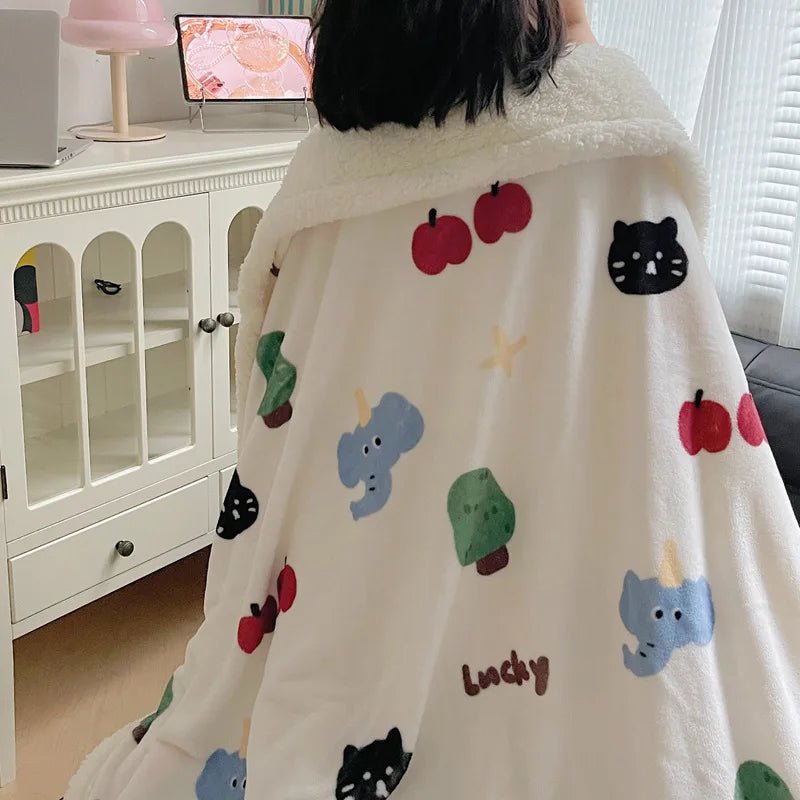 Afralia™ Lamb Nap Cartoon Coral Velvet Blanket: Super Soft, Thick, and Cute for Winter