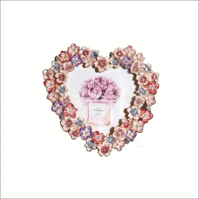 Afralia™ Small Flower Enamel Metal Picture Frame - Decorative Japanese & Korean Design