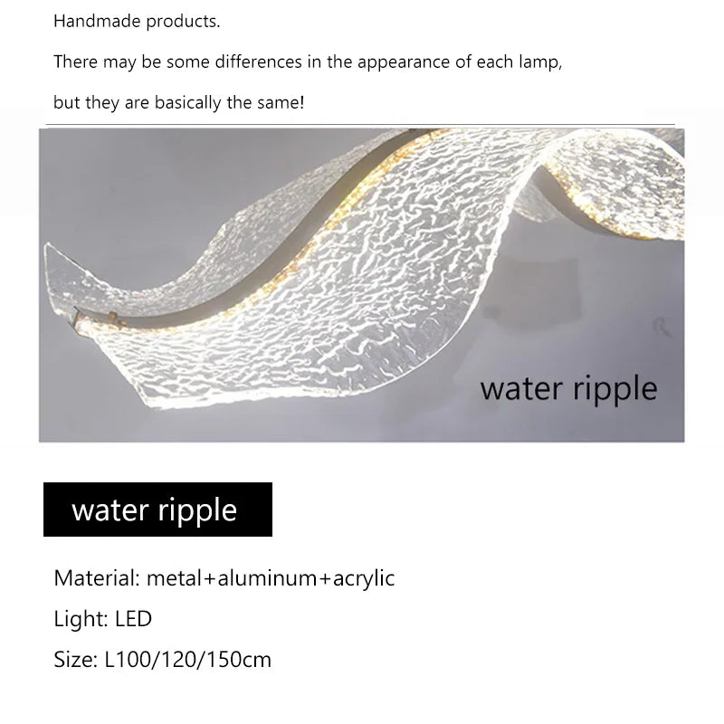 Afralia™ Long Wave LED Pendant Lights Chandelier for Restaurant Bar Dining Room