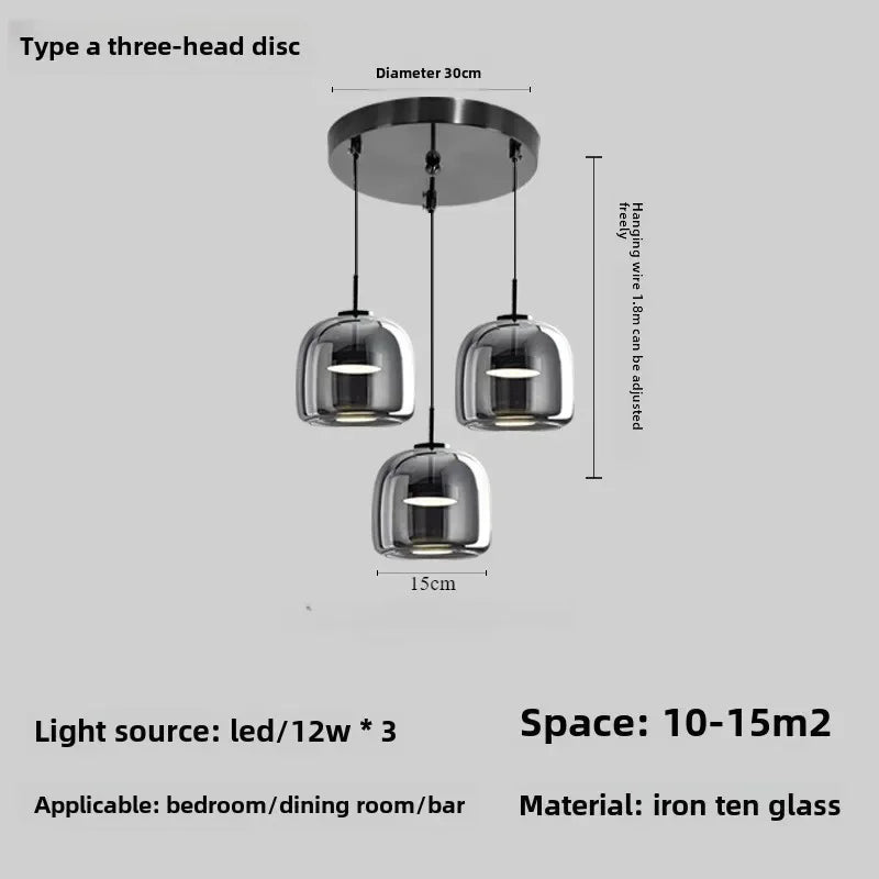 Afralia™ Glass Pendant Light Luxury Nordic Led Hanging Lamp Modern Bedroom Fixture
