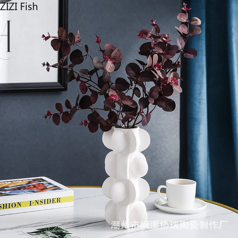 Afralia™ Geometric Spiral Resin Vase - Black and White Flower Vase for Home Decor