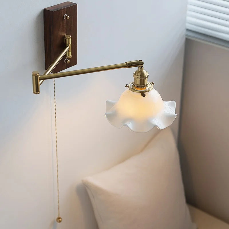 Afralia™ Ceramic LED Wall Light with Copper Arm, Modern Design, Up Down Lampshade