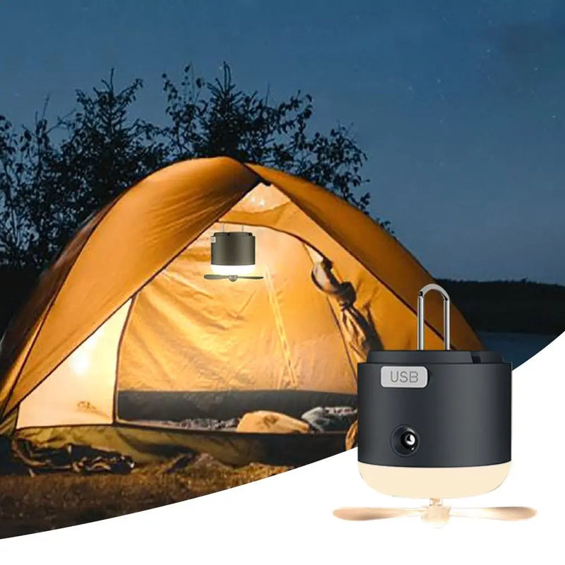 Afralia™ 4-in-1 Rechargeable LED Camping Lantern with Fan & Spray