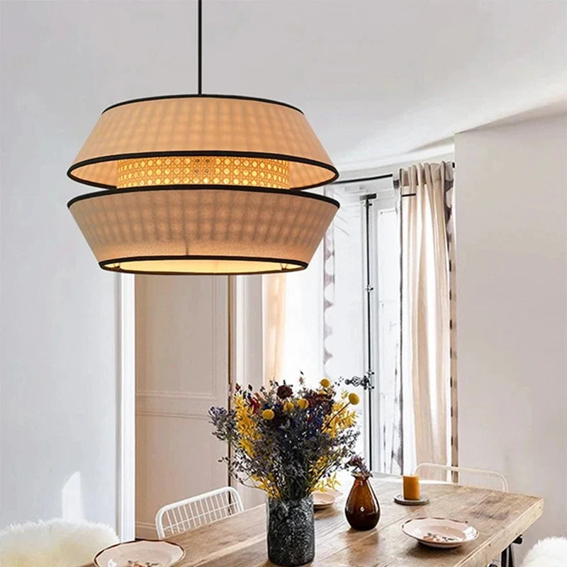 Afralia™ Rattan Pendant Light: Hand-woven Chandelier, Japanese Style for Living Room, Bedroom & Kitchen