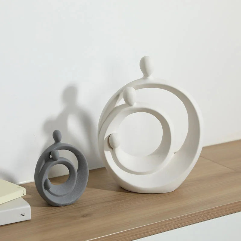 Afralia™ Abstract Family Sculpture Set Geometric Home Decoration Ornaments