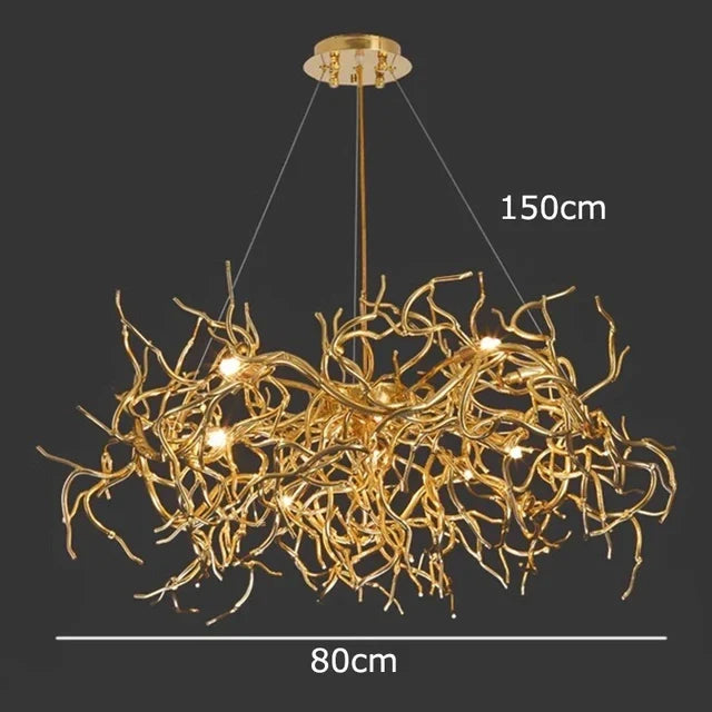 Afralia™ Luxury LED Copper Chandelier for Home Hotel Restaurant Living Room Decor