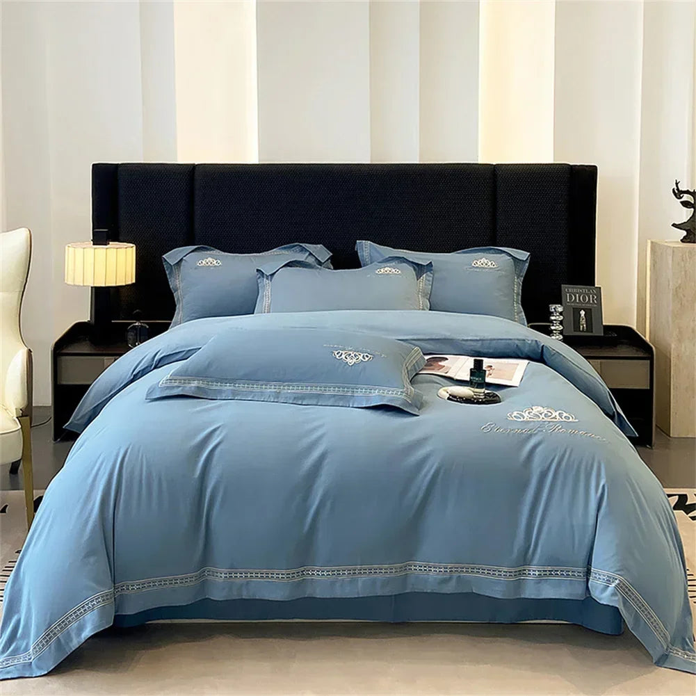 Afralia™ 1200TC Egyptian Cotton Bedding Set - King/Queen Size, Solid Color