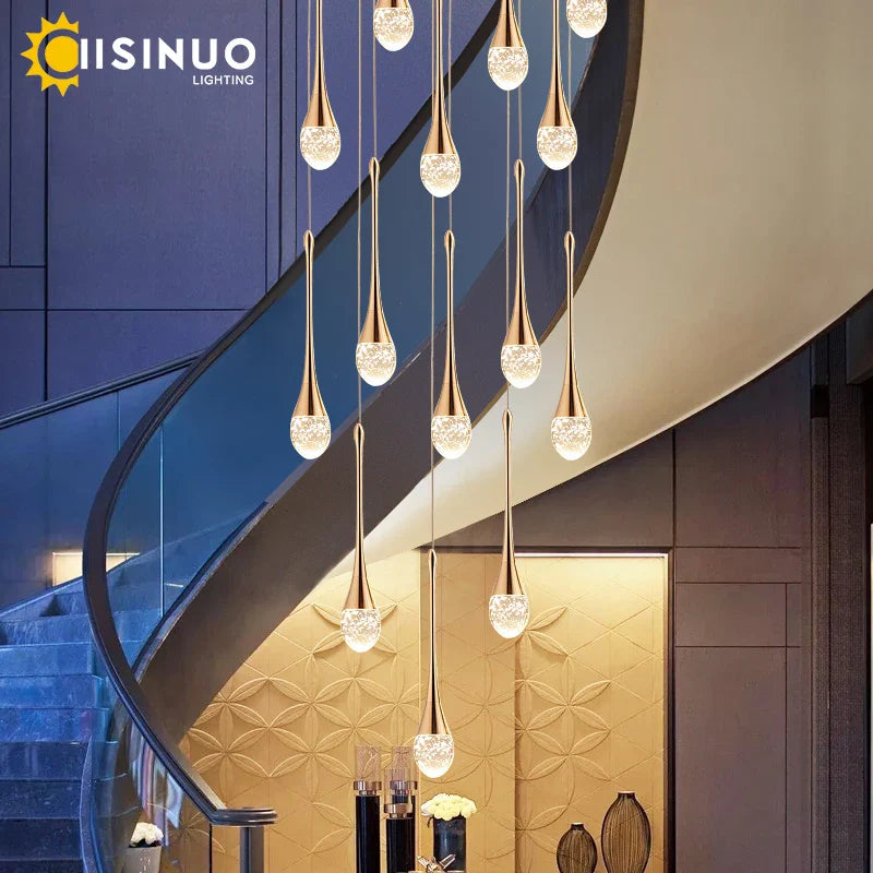 Afralia™ Crystal Staircase Chandelier for Luxe Home Decor