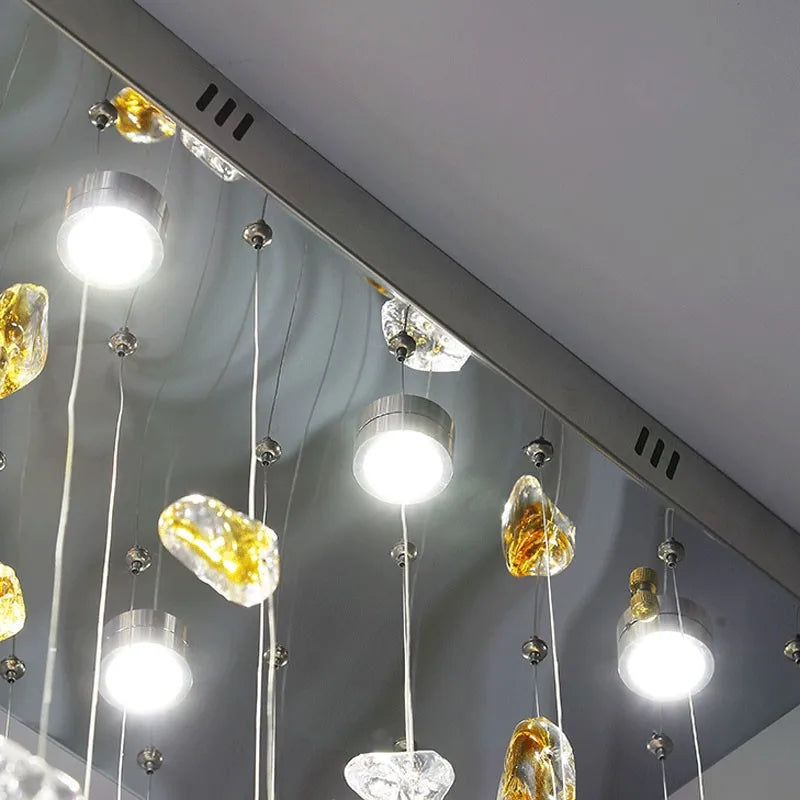 Afralia™ Stone LED Pendant Chandelier: Modern Luxury Crystal Lighting for Living Room