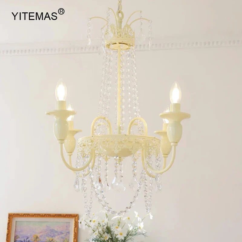 Afralia™ White Crystal Chandelier: 8-Light French Country Elegance for Living Room, Bedroom, Kitchen, Entryway