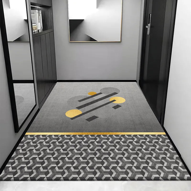 Afralia™ Grey Crystal Velvet Entrance Rug - Luxe Absorbent, Anti-Slip, Easy-Clean Living Room Carpet