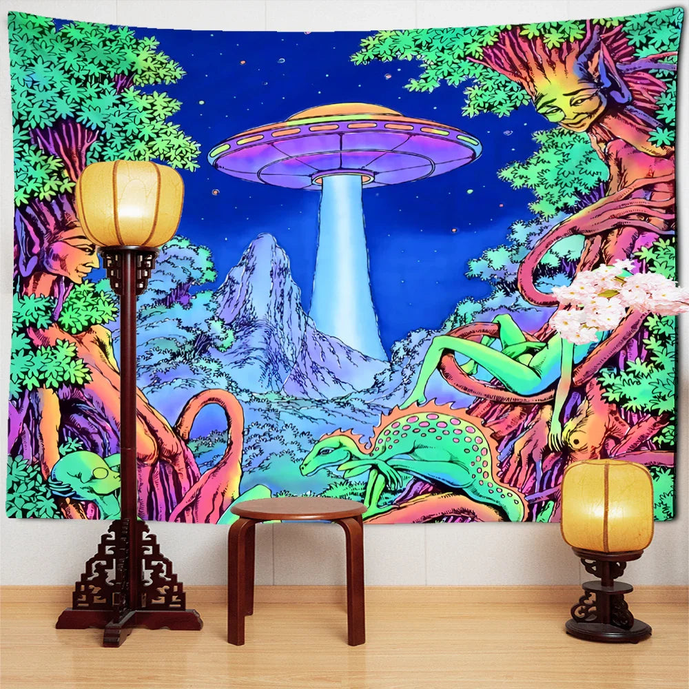 Afralia™ Jellyfish Underwater Tapestry: Psychedelic Alien Art for Home Decor