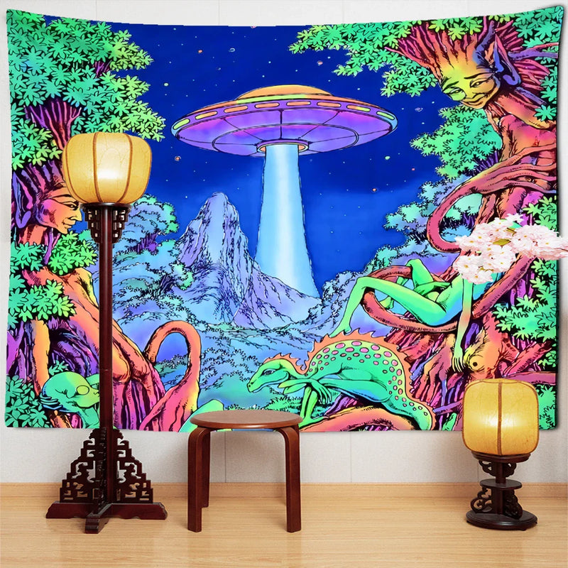 Afralia™ Jellyfish Underwater Tapestry: Psychedelic Alien Art for Home Decor