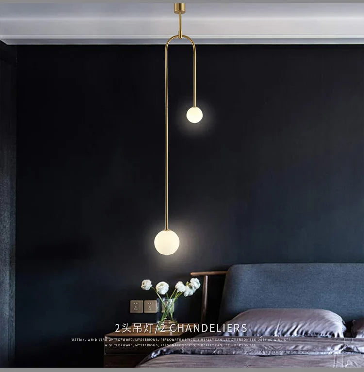 Afralia™ Gold Glass Ball Pendant - Modern Hanging Lamp for Living Room Bedroom