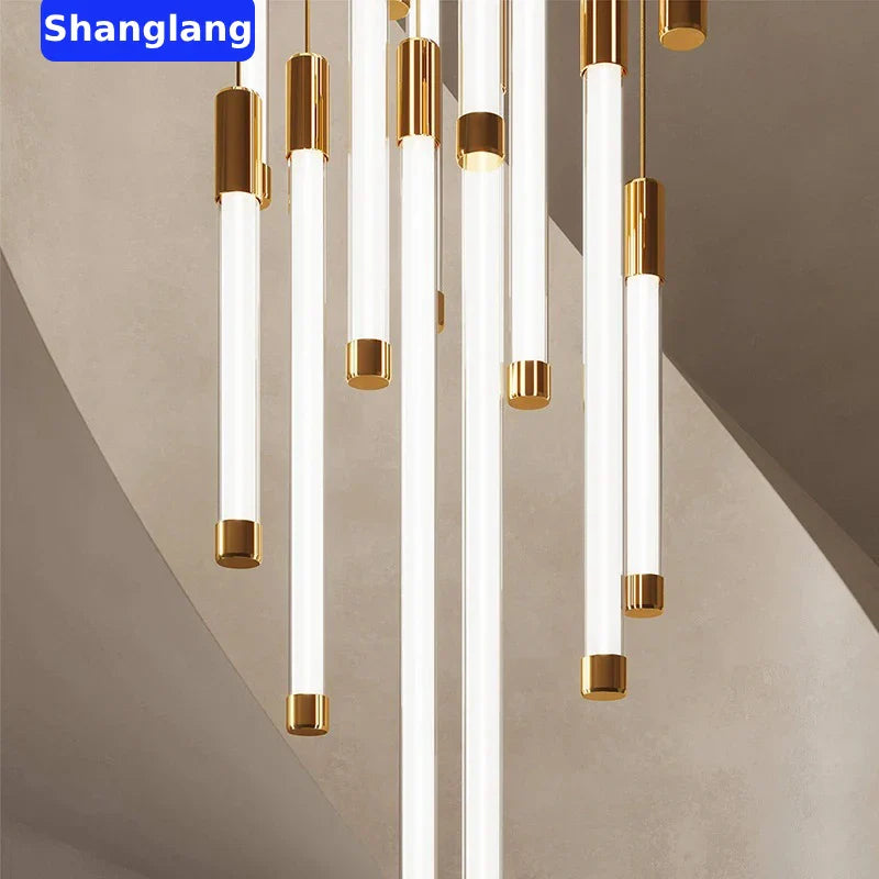 Afralia™ LED Chandeliers Modern Staircase Ceiling Pendant Lighting Luxury Living Room Decor