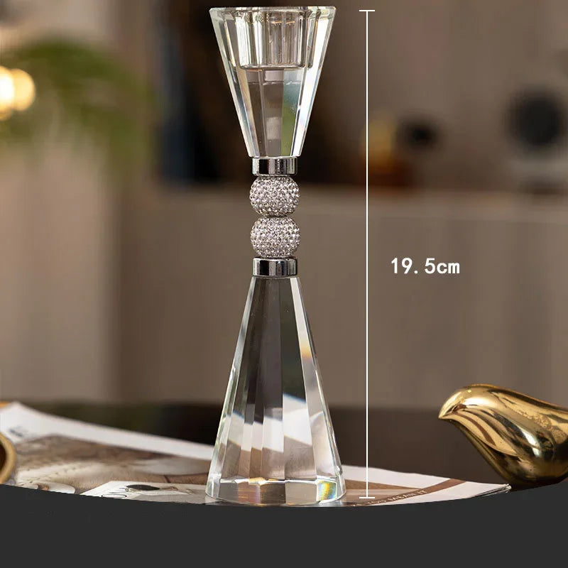 Afralia™ Crystal Lotus Candle Holder Desk Decor Romantic Candlestick Modern Home Accents