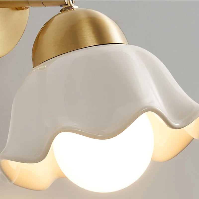 Afralia™ Copper LED Wall Light Fixture Pull Chain Switch Simple Art Bedside Lamp