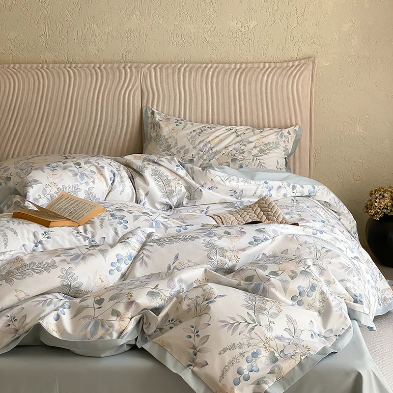 Afralia™ Egyptian Cotton Bedding Set: Queen King Ru Size Print Duvet Cover Sheet Pillowcase