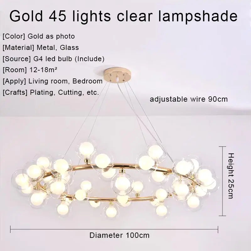 Afralia™ Gold LED Chandelier, Modern Pendant Light for Living Room, Kitchen, Bedroom, Dining Room