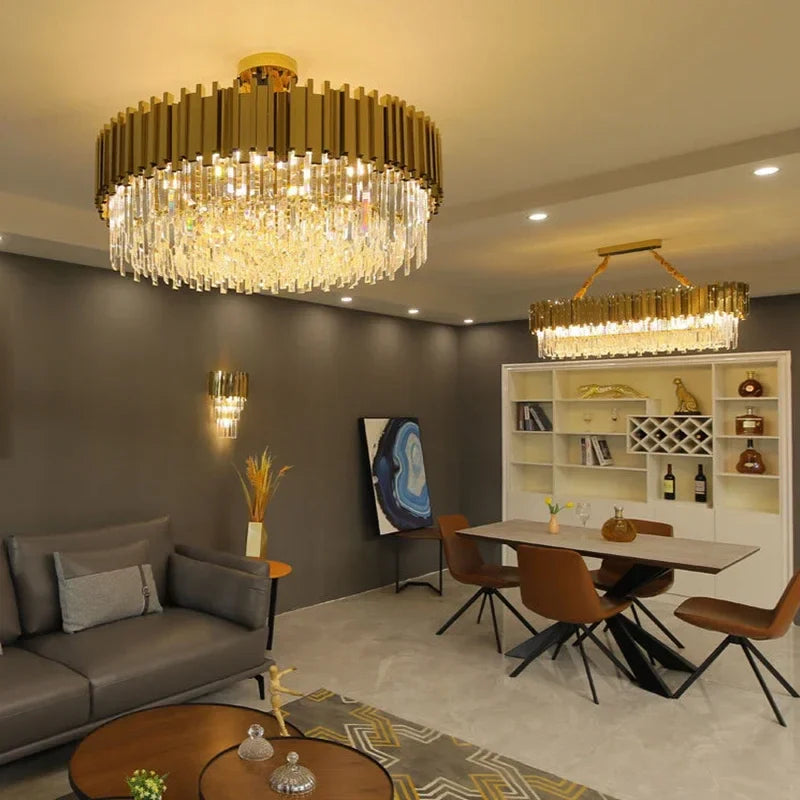 Afralia™ Crystal Oval Ceiling Chandelier LED Lights Bedroom Living Room Lighting