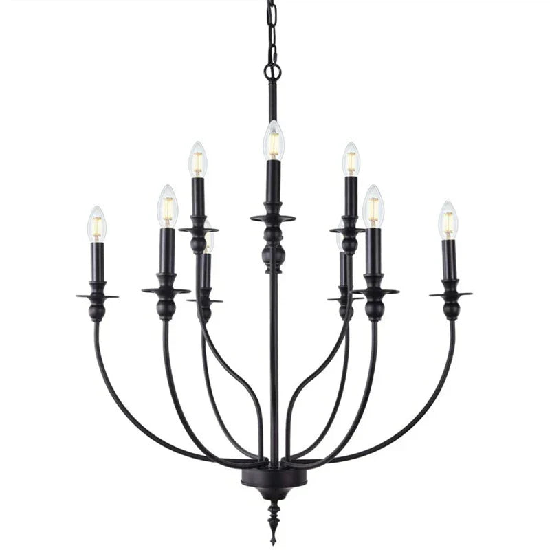 Afralia™ 9-Head Retro Industrial Chandelier with E14 Candle Lights