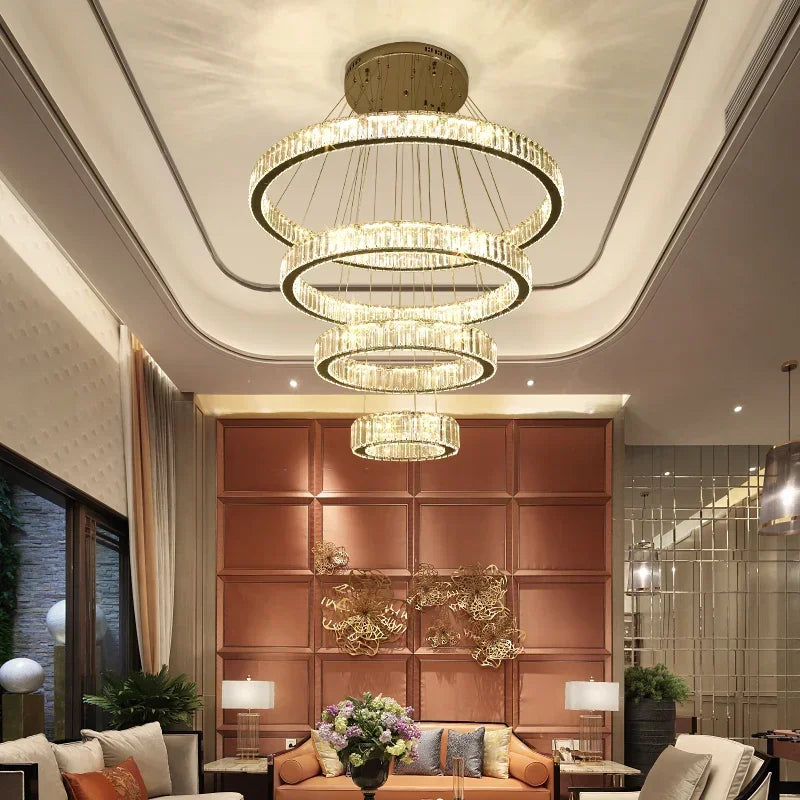 Afralia™ Crystal Ring LED Chandelier: Luxury Modern Ceiling Lighting for Stair, Dining, Bedroom.