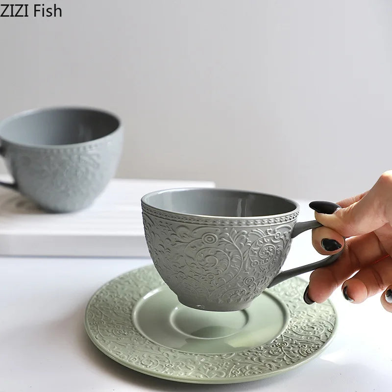 Afralia™ Floral Pattern Ceramic Cup & Saucer Set