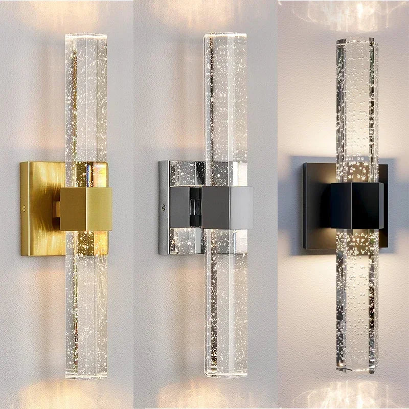 Afralia™ Bubble Crystal LED Wall Lamp: Modern Bathroom Living Room Bedroom Sconce Lighting